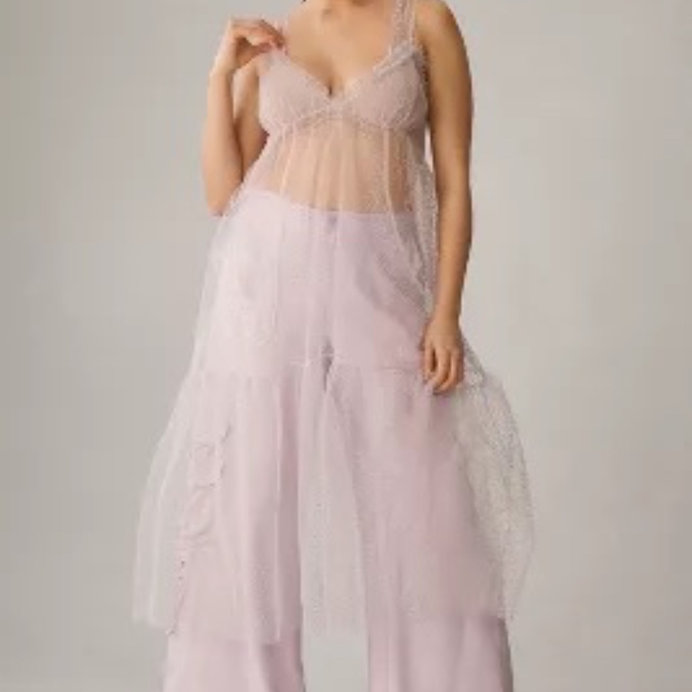 Pale purple lavender By Anthropologie tulle dot spaghetti strap  NWT